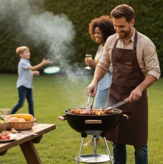 Barbacoa Carbón Redonda Negra Nueva