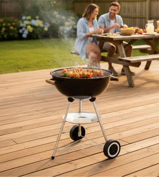 Barbacoa Carbón Redonda Negra Nueva