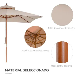 Sombrilla Jardín Doble Techo 3x3m