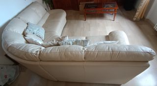 Divano angolare Natuzzi in pelle beige