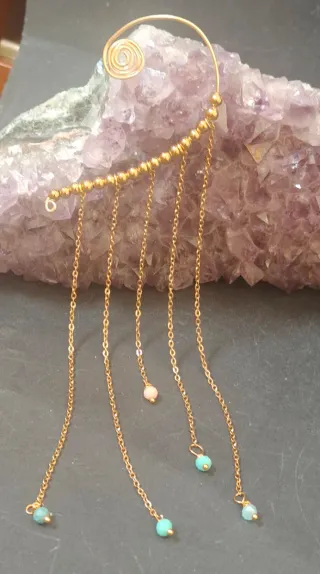 Mono Orecchino pendente oro con perline