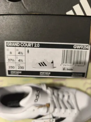 Zapatillas Adidas Grand Court 2.0 Blancas Negras