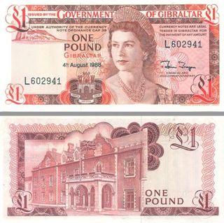 Billete 1 Libra Gibraltar Reina Isabel II 1988