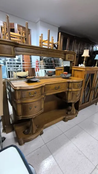 Mueble de entrada madera maciza con espejo