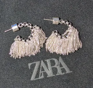 Pendientes Zara Aro con Flecos Plateados