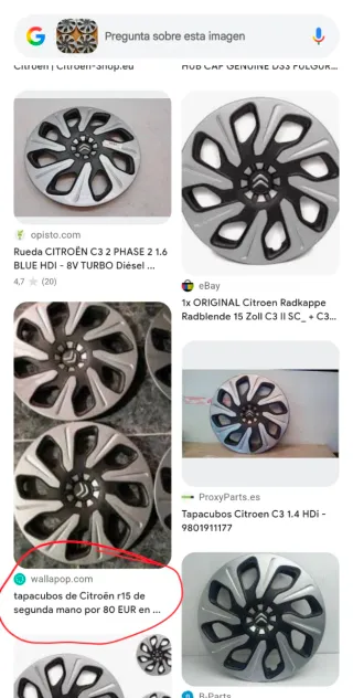 Tapacubos Citroën Originales 15