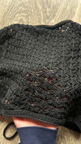 Top Crochet Playa Manga Larga Negro