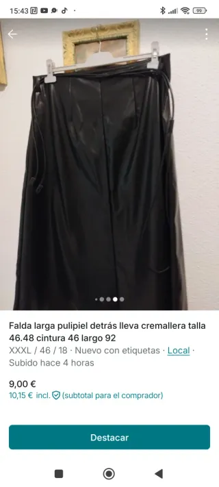 Falda Larga Pulipiel Cremallera Talla XXXL