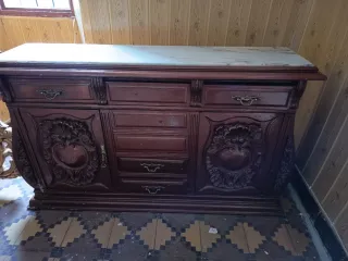 Aparador antiguo recibidor mármol y madera