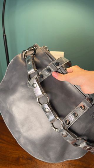 Bolso MAS1 Piel Gris Metalizado