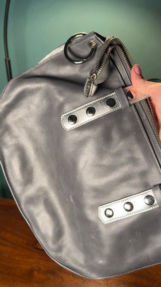 Bolso MAS1 Piel Gris Metalizado