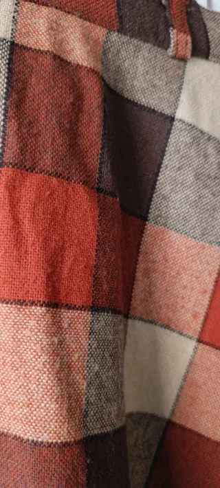 Falda vintage cuadros marrón y naranja