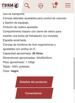 Mochila Táctica Mil-Tec Negra 20L