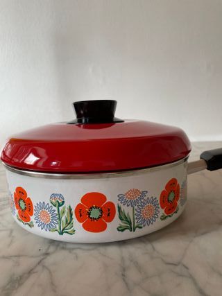 Set Pentola Tegami Acciaio Smaltato Bianco