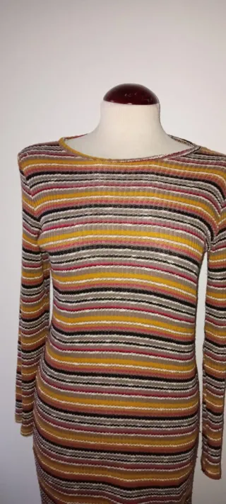 Vestido Pull&Bear Rayas Marrón Talla M