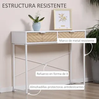 Consola Estrecha con 2 Cajones  100x30x75 cm