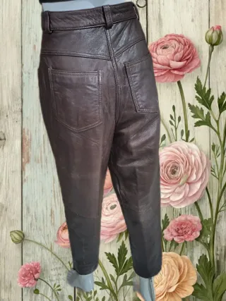 Pantalón de Piel Genuina Mujer Marrón