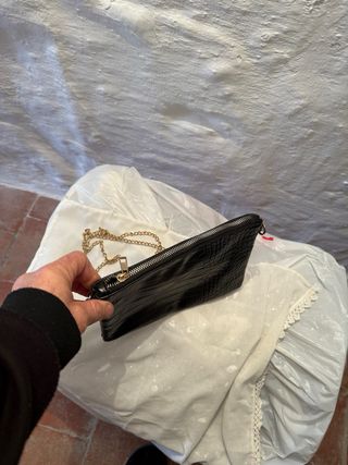 Bolso Clutch Saint Laurent Negro Piel Cocodrilo