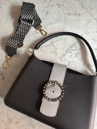 Borsa donna grigio/argento con fibbia