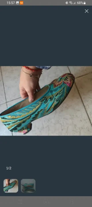 Zapatos fallera turquesa talla 36