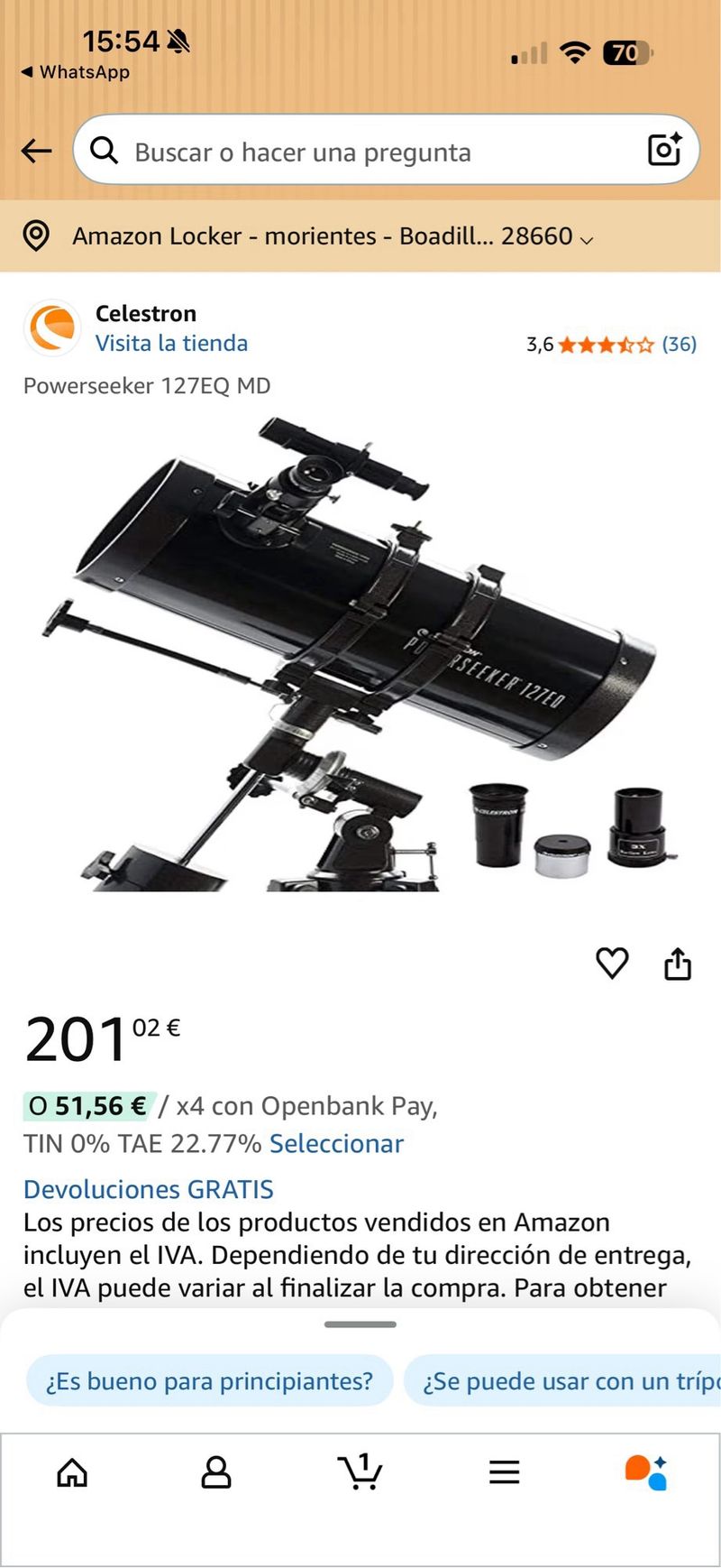 Telescopio Celestron Powerseeker 127EQ afbeelding 3