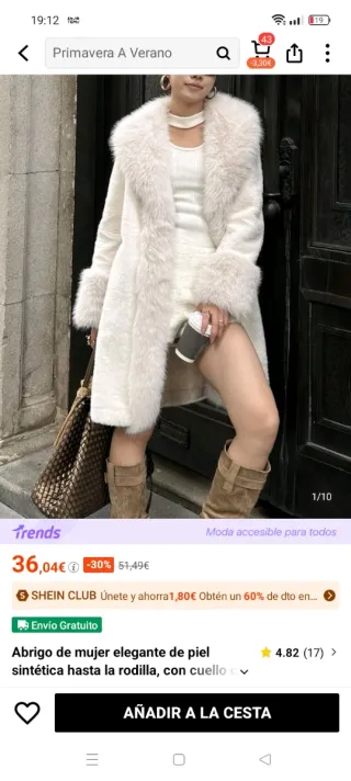 Abrigo de pelo beige mujer