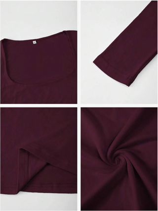 Top manga larga escote cuadrado morado