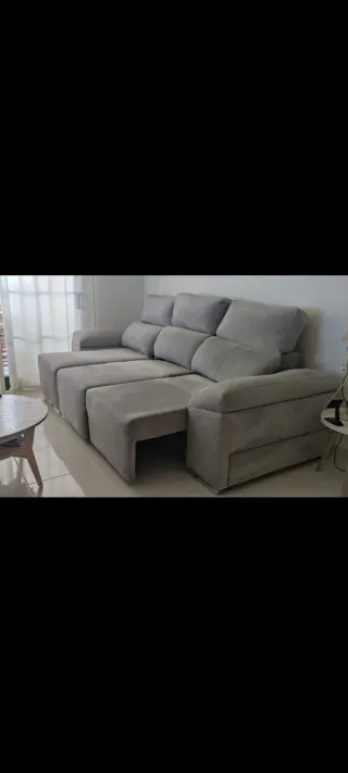 Sofá cama gris tela