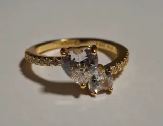 Anillo Pandora Doble Corazón Oro Blanco