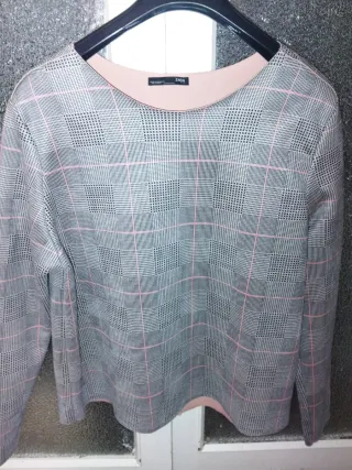 Camisa Zara XL Cuadros Rosa Gris