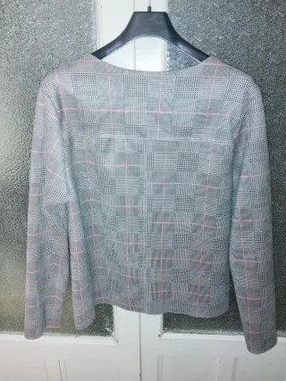Camisa Zara XL Cuadros Rosa Gris