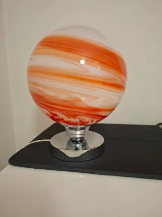 Lampada vintage vetro metallo arancio bianco