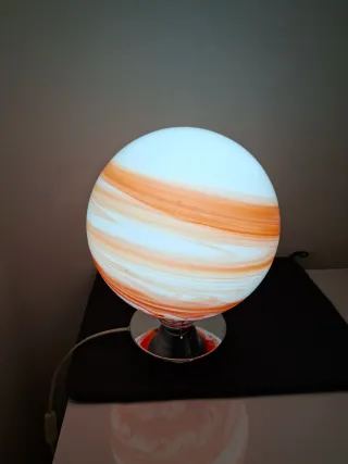 Lampada vintage vetro metallo arancio bianco