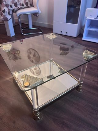 Mesa centro cristal acrílico y metal