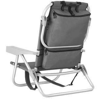 Silla de playa, plegable y ajustable, con función de mochila, gris