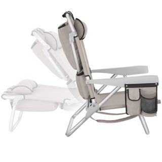 Silla de playa, plegable y ajustable, con función de mochila, beige