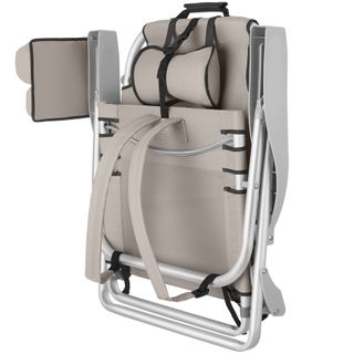 Silla de playa, plegable y ajustable, con función de mochila, beige