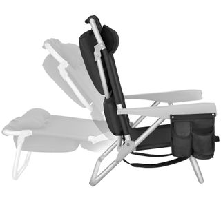 Silla de playa, plegable y ajustable, con función de mochila, negro