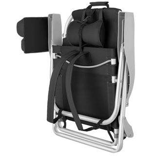 Silla de playa, plegable y ajustable, con función de mochila, negro