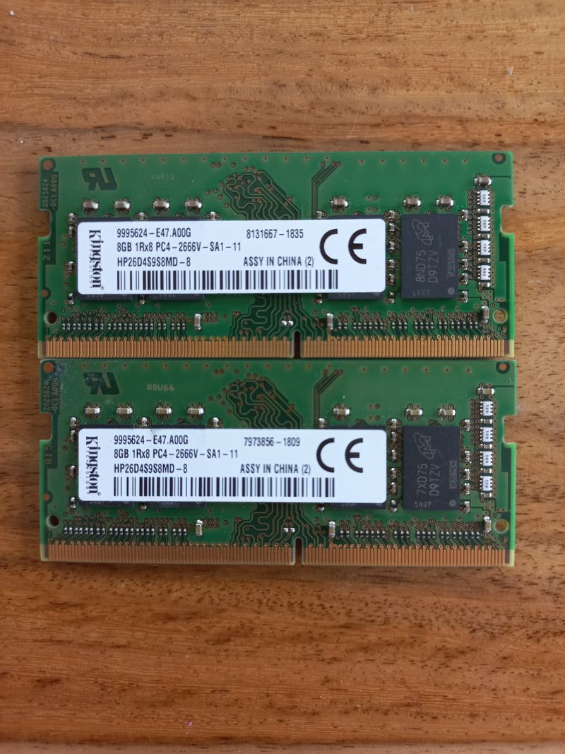 2x Kingston 8GB DDR4 PC4-2666V RAM