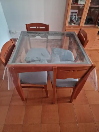 Mesa de centro cristal y madera