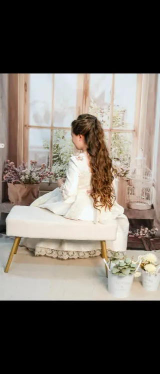 Vestido de Comunión Beige/Blanco