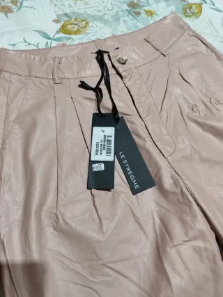 Pantaloni donna ecopelle rosa nuovi