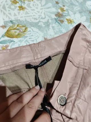 Pantaloni donna ecopelle rosa nuovi