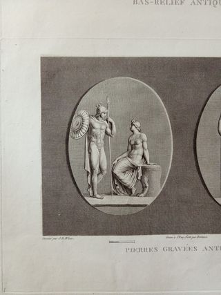 Incisione Antica Mongez - Le Tre Grazie e Gemme