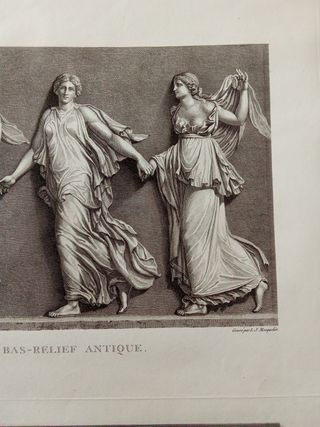 Incisione Antica Mongez - Le Tre Grazie e Gemme