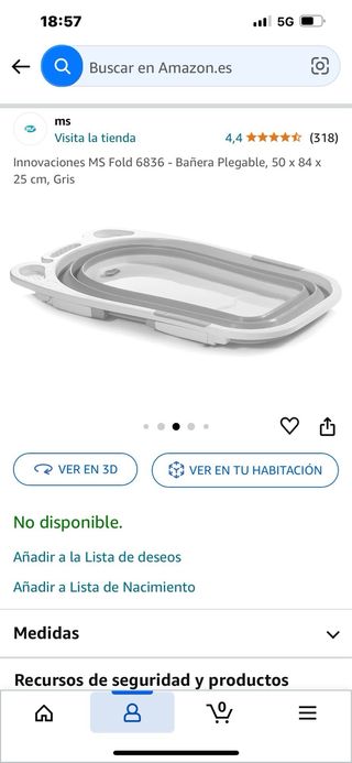 Bañera Plegable Bebé MS Fold 6836 Gris