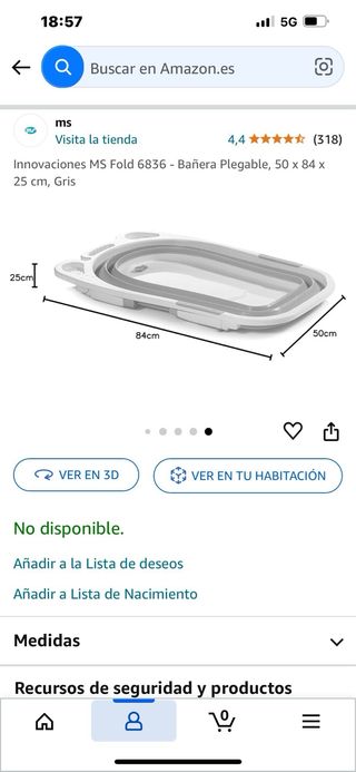 Bañera Plegable Bebé MS Fold 6836 Gris