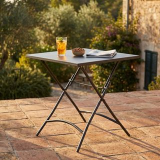 Tavolo Outdoor Quadrato Pieghevole Ferro Antracite