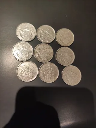 9 Monedas 5 Pesetas 1957